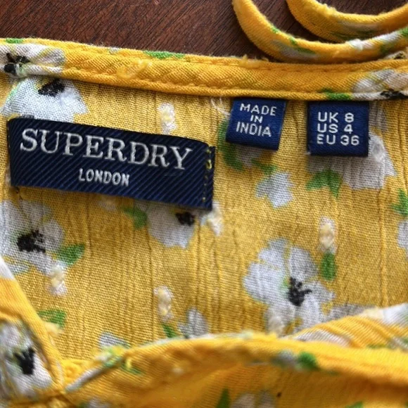 Superdry London Yellow Top Sz 4 - Picture 4 of 7